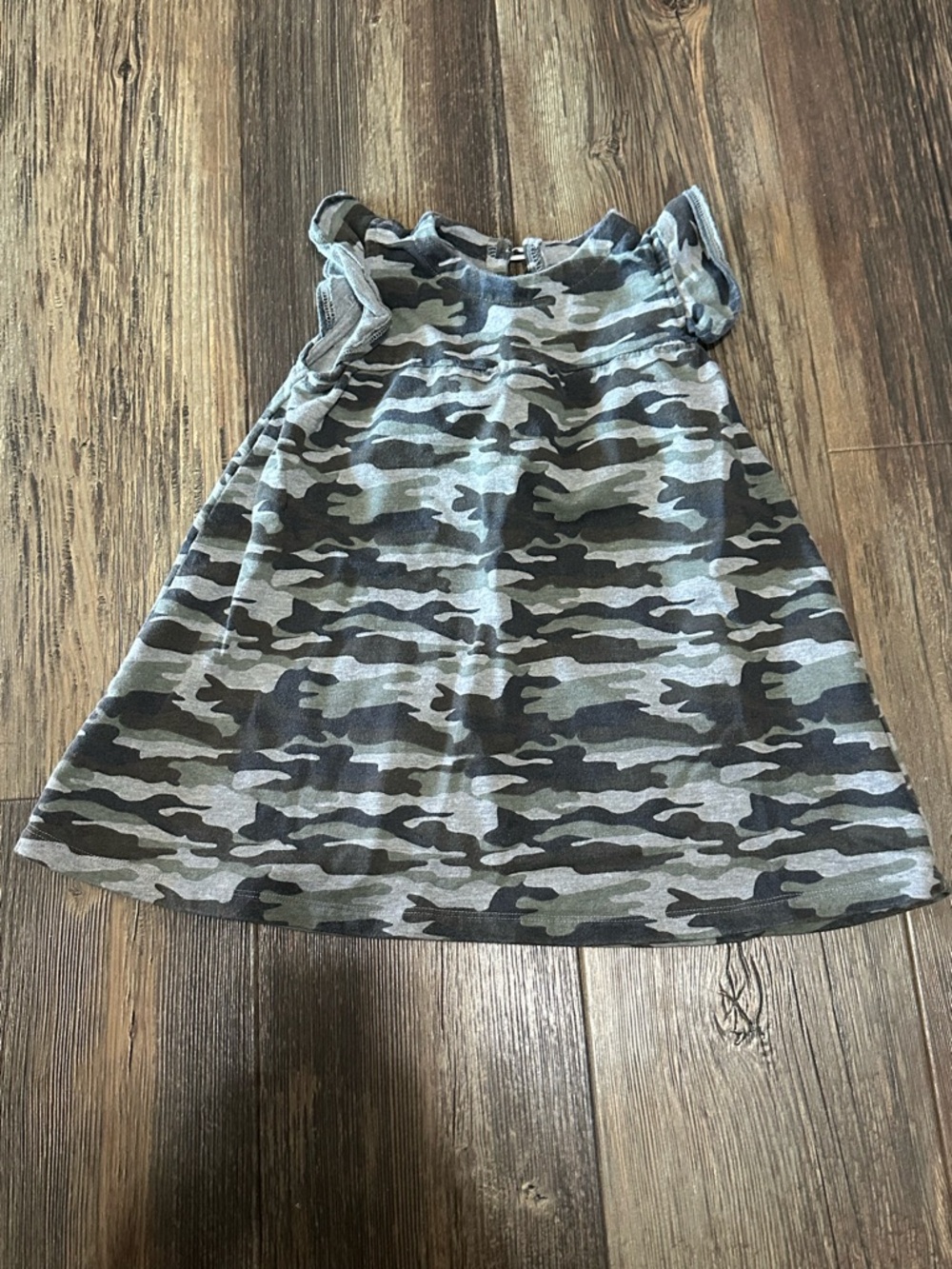 Mud Pie camo toddler girls dress 4T flutter ruffle sleeves